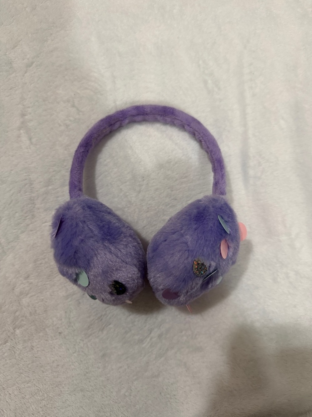 Claire’s Kids Purple Plush Earmuff Headphones - Soft Fuzzy Ear Warmers